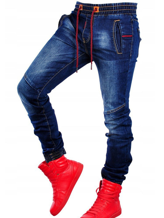 Pantalones Vaqueros Azules Elásticos con Cintura Ajustable para Hombre - Image 2