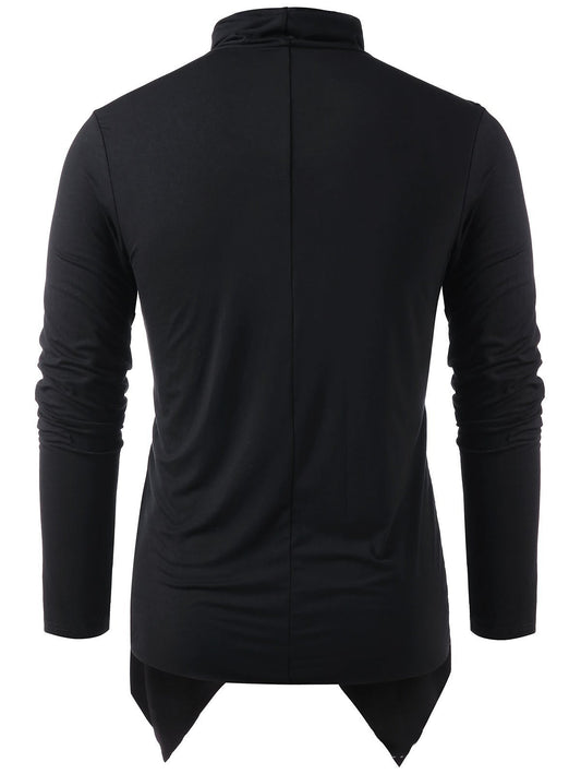 Cardigan Tipo Camiseta Manga Larga para Hombre - Diseño Clásico de Color Sólido - Image 2