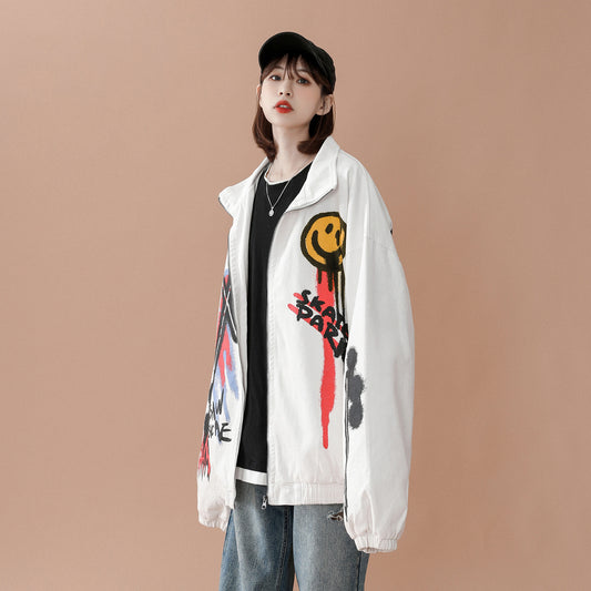 Chaqueta Casual Suelta Estilo Hong Kong con Diseño Pintado a Mano - Image 2