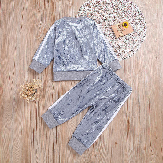 Conjunto de Sudadera y Pantalón de Terciopelo Dorado para Niñas - Ropa Cómoda y Elegante - Image 2