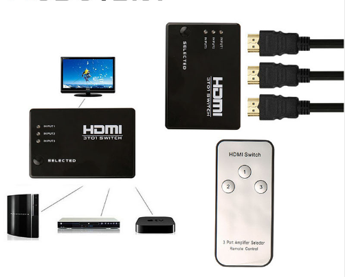 Switch Conmutador HDMI 3 Puertos 1080p con Control Remoto IR RobotSky - Image 2