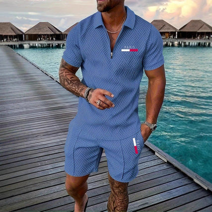 Traje de Baño Casual Retro Cuadros PARIS con Parche Térmico para Hombre - Image 2