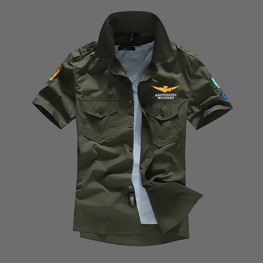 Camisa Militar Manga Corta Bordada para Hombre - Image 2