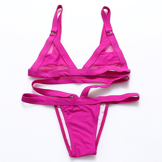 Bikini Deportivo con Detalles de Malla y Tirantes Ajustables - Image 2