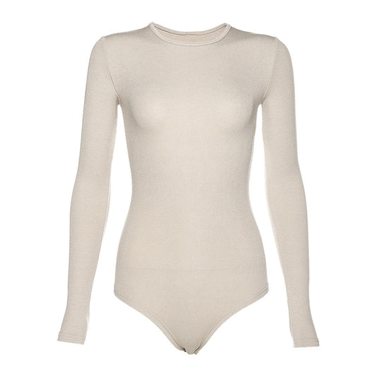 Bodysuit Manga Larga Mujer Color Sólido Ajustado Base - Image 2
