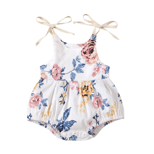 Enterizo Triangular Floral Bicolor para Bebé Niña - Image 2