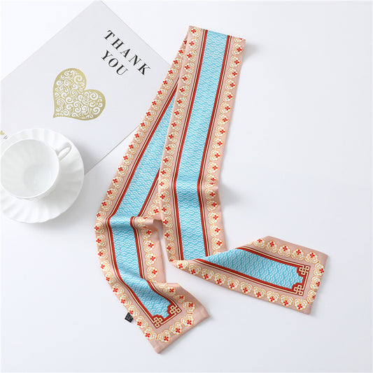 Pañuelo de Seda Estampado Largo y Angosto para Mujer - Image 2