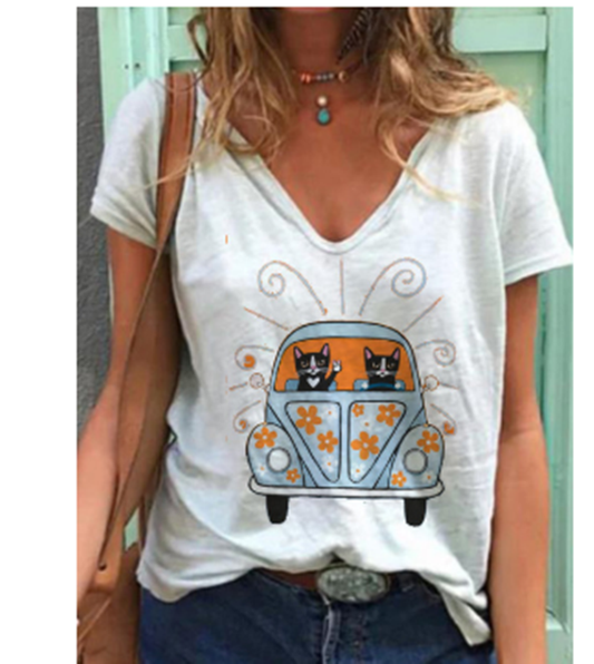 Playera Clásica de Cuello V con Estampado de Color Sólido - Image 2