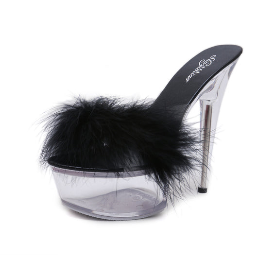 Tacones Altos con Plataforma Fina y Cristal Transparente - Image 2