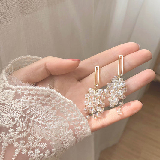 Aretes de Lujo con Cristales en Racimo y Flecos - Image 2