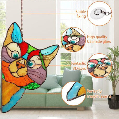 Adorno de Gato en Vitral para Ventana - Image 2