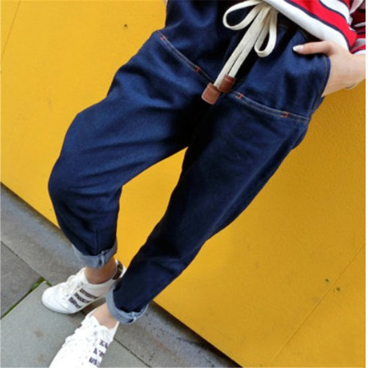 Jeans Slim Lavado Cintura Elástica con Cordón de Cuero - Image 2