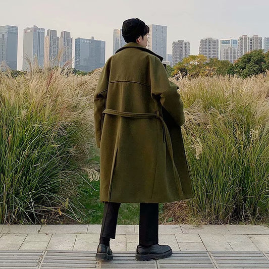 Abrigo de Lana Coreano Estilo Moderno Largo para Hombre - Image 2