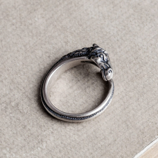 Anillo de Cabeza de Caballo en Plata 925 Estilo Vintage Desgastado - Image 2