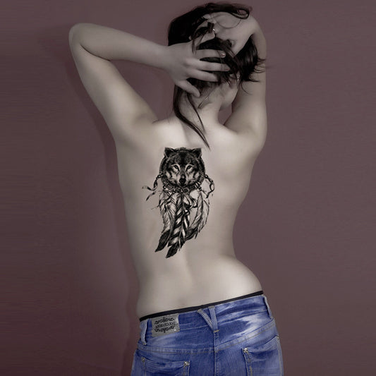 Tatuaje Temporal Cabeza de Lobo Negro - Adhesivo Dreamcatcher - Image 2