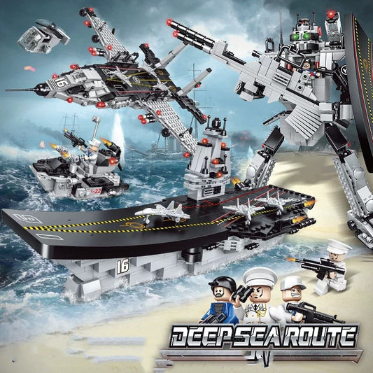 Portaaviones Militar con Bloques de Construcción - Juguete Educativo de Ensamblaje - Image 2