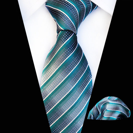 Conjunto de Corbata y Pañuelo Cuadrado Estampado Tartán - Image 2