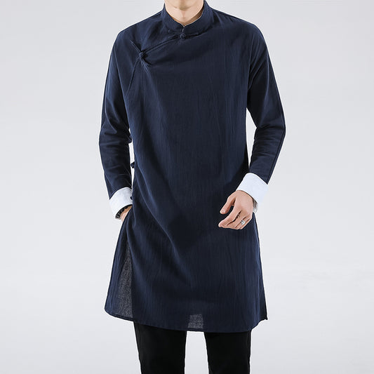 Camisa Casual Hombre Estilo Chino con Cierre Oblicuo - Image 2