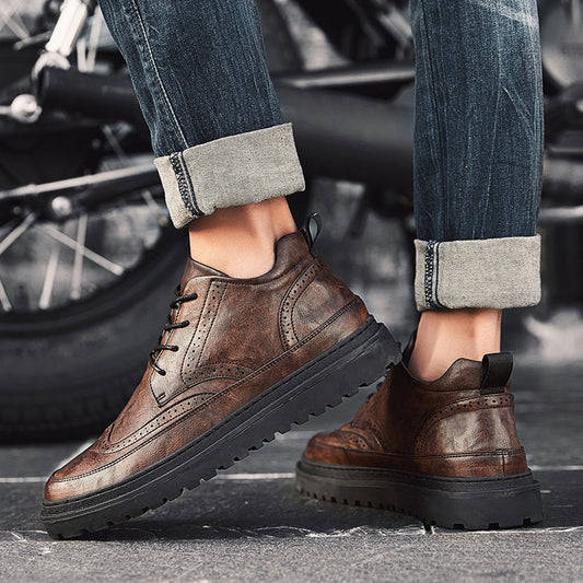 Zapatos de Cuero Premium Estilo Británico para Hombre - Botines Altos Versátiles - Image 2