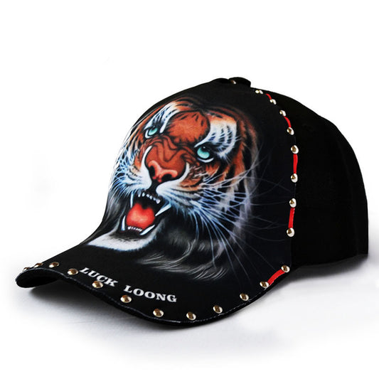 Gorra de Béisbol Negra para Hombre con Cabeza de Tigre Verde - Image 2