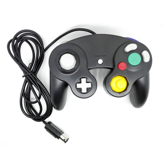 White wired game controller for NGC console with gray D-pad, analog sticks, and colored face buttons. - Image 2