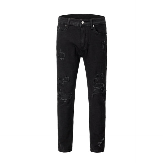 Pantalones Vaqueros Negros Rotos Slim Fit con Stretch - Image 2