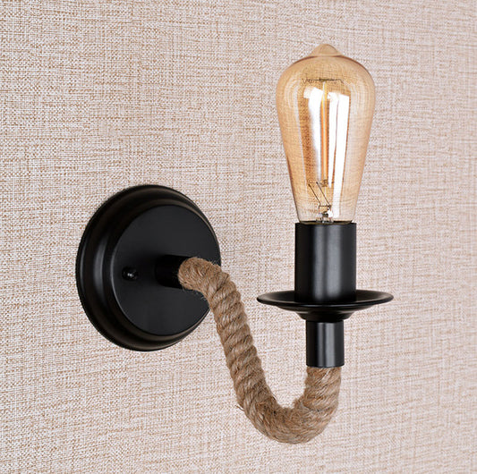 Lámpara de Pared Vintage de Hierro Forjado con Cordel - Luz Junto a la Cama - Image 2