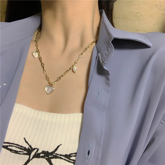 Collar con Colgante de Perla Amor Cadena Simple - Image 2
