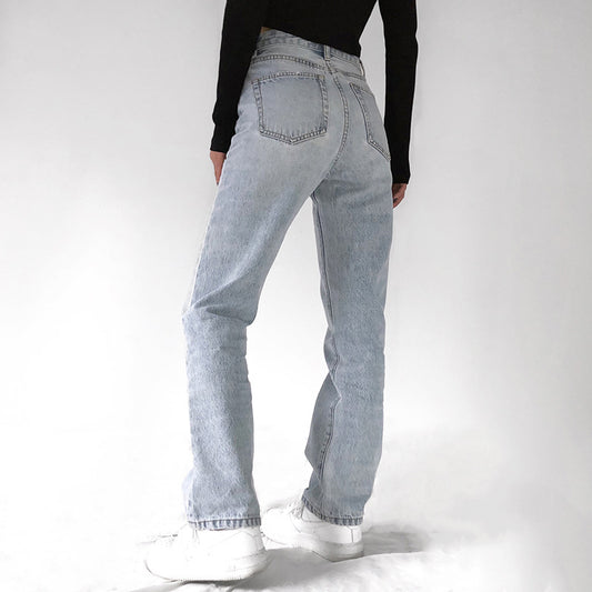 Pantalón Vaquero Talle Alto Efecto Desgastado - Silueta Recta - Image 2