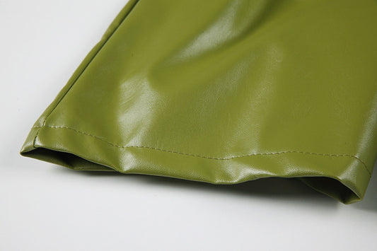 Shorts de Cuero Cintura Alta Efecto Adelgazante Pierna Ancha - Image 2