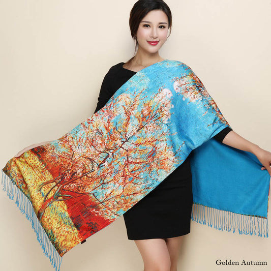 Cheongsam de Satén Doble Capa con Bufanda Tradicional - Image 2