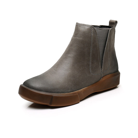 Botas Cortas Retro de Piel de Res Talla Grande para Mujer - Image 2