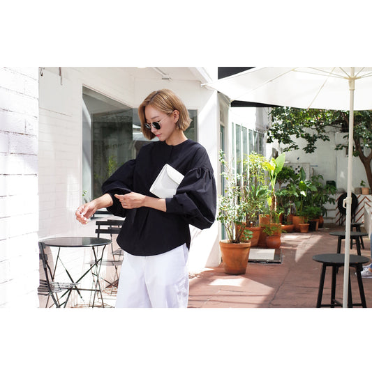 Blusa Blanca Suelta Casual con Mangas Linterna - Corte Medio Versátil - Image 2