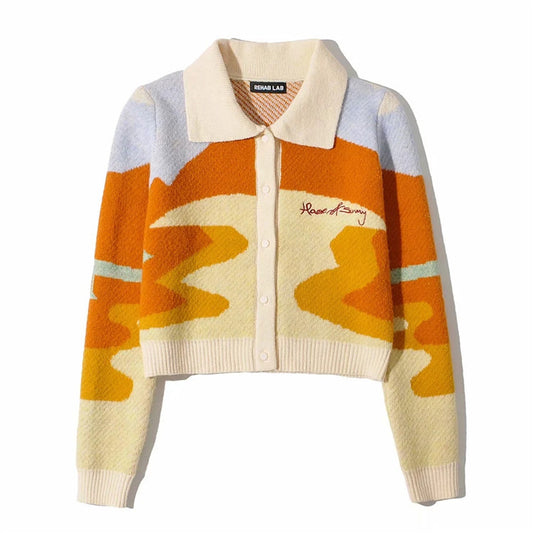 Cardigan Tejido Jacquard Retro para Mujer - Image 2
