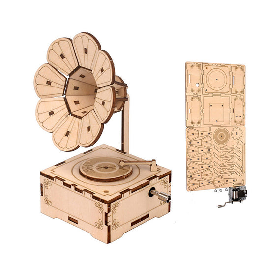 Caja de Música Gramófono de Madera Ornamental Estilo Retro - Image 2