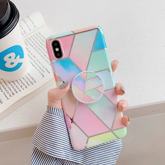 Funda Protectora para Teléfono con Soporte Plegable en Mármol Geométrico - Image 2