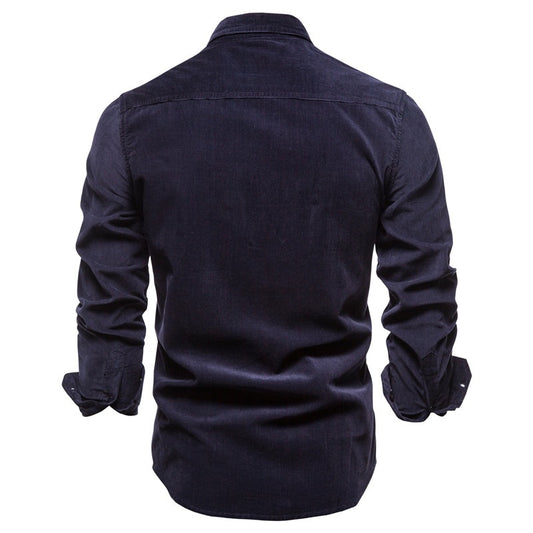 Camisa Azul de Manga Larga para Hombre - Estilo Universitario - Image 2