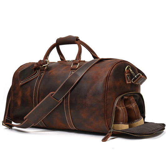 Bolsa de Viaje Cuero Crazy Horse Retro - Maletín Duffel Vintage - Image 2