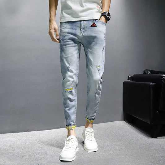 Pantalones Casuales Slim Fit Perforados de 9 Puntos - Image 2