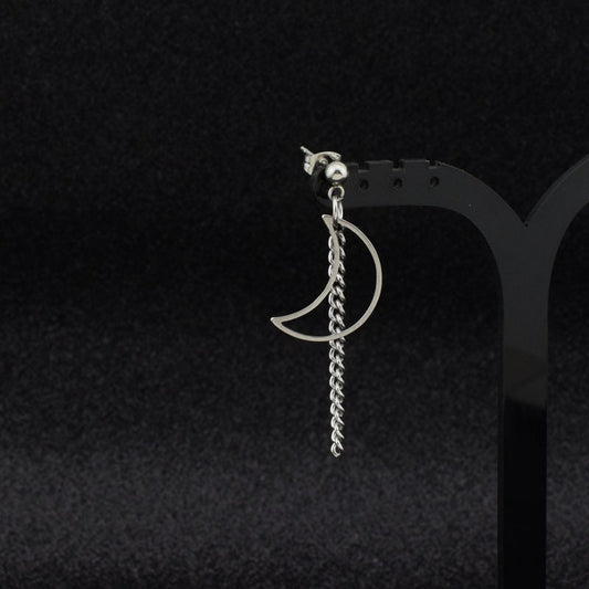 Aretes de Cadena Luna para Hombre con Clip de Resorte sin Perforación - Image 2