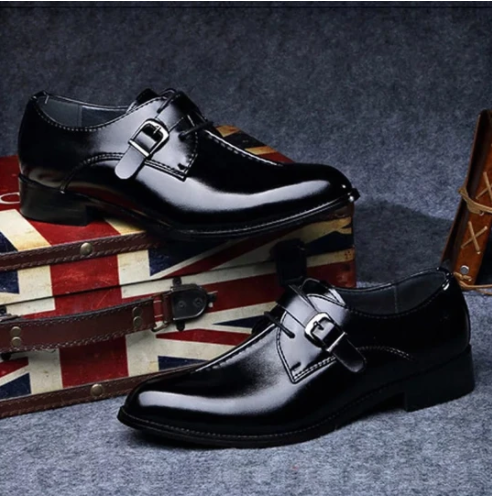 Zapatos de Cuero Casual con Punta Afilada y Cordones - Image 2