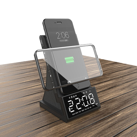 Parlante Bluetooth con Cargador Inalámbrico y Reloj Despertador LED Compatible con Apple - Image 2