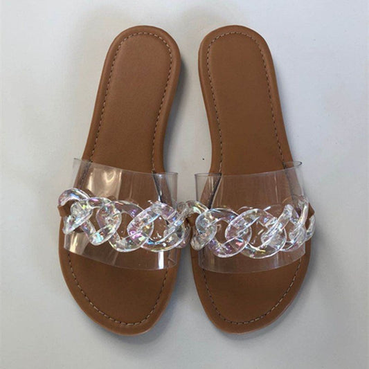 Sandalias y Pantuflas de Moda con Cadena de Colores Pastel para Mujer - Image 2