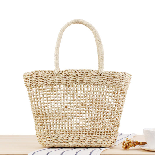 Bolsa de Playa Tejida Hueca - Estilo Rústico para Vacaciones - Image 2
