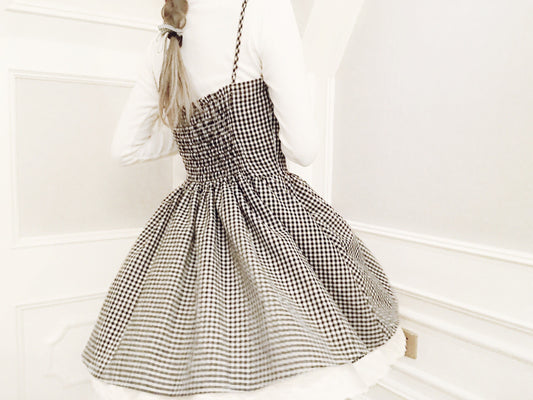 Vestido Niña Cuadros con Lazos y Volantes de Encaje - Estilo Romántico - Image 2