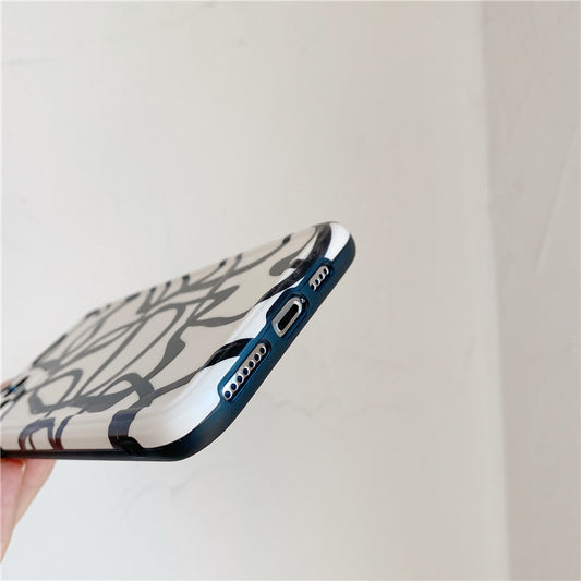 Funda iPhone 12 Pro Max Diseño Artístico Líneas de Tinta Negro y Blanco Compatible con Apple - Image 2