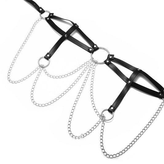 Arnés Corporal Cadena de Cuero Sexy para Mujer - Joyería de Cintura - Image 2