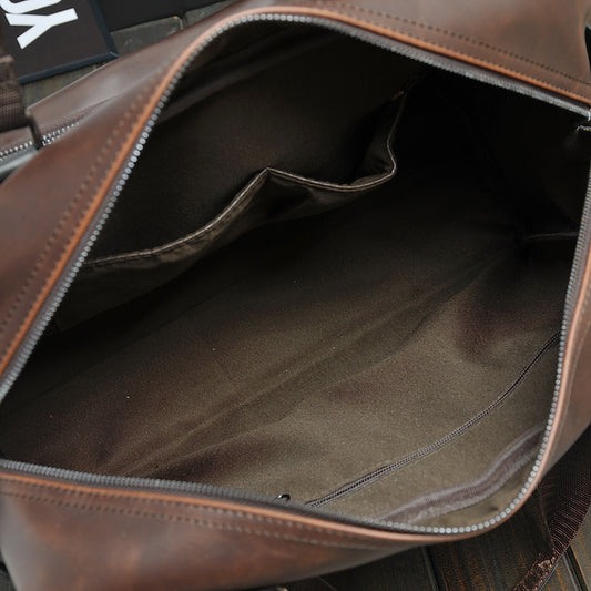 Bolsa de Cuero Crazy Horse para Hombre - Mochila Crossbody de Gran Capacidad para Viajes - Image 2