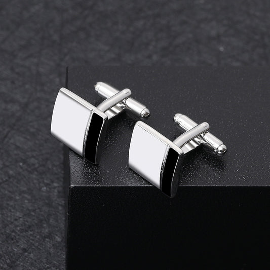 Gemelos de Camisa Ejecutiva Cuadrados Blanco y Negro con Costura Francesa - Image 2