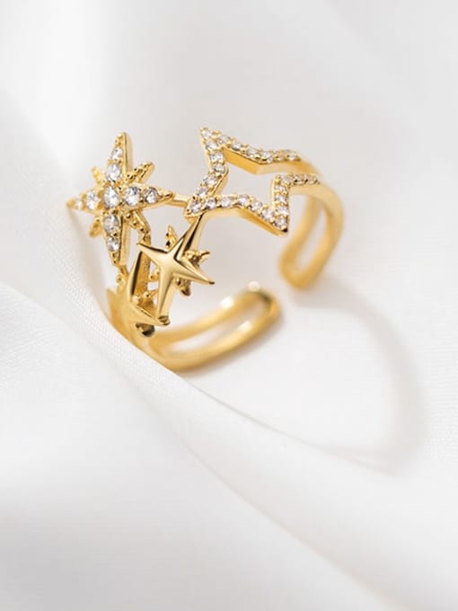 Anillo de Plata Esterlina con Estrella Hueca y Circonitas - Image 2